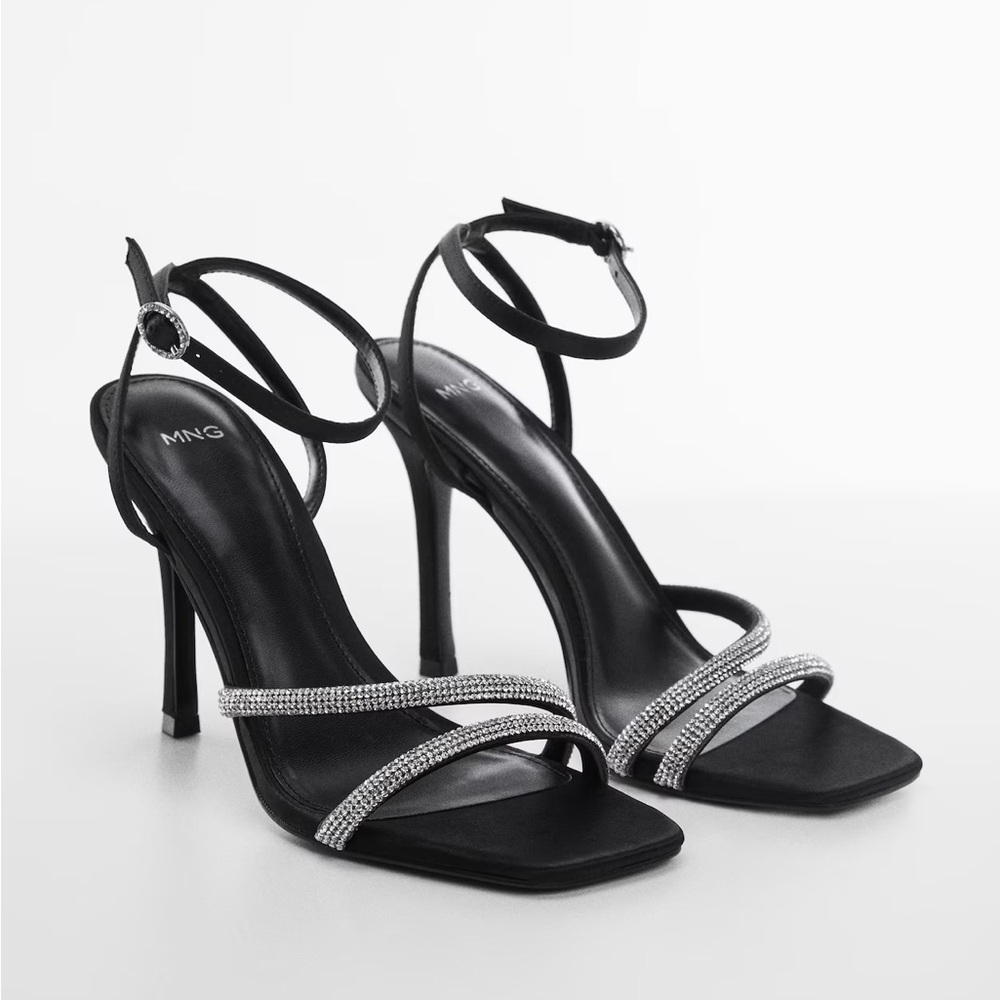 Mango rhinestone strappy heel size 8